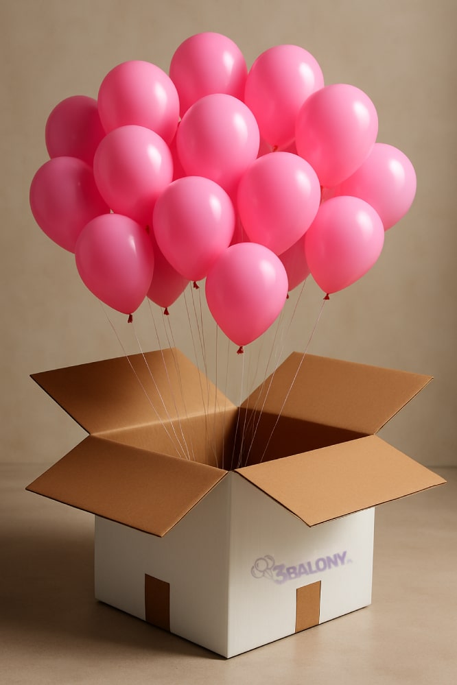 Boy or Girl? Małe balony różowe w pudełku z kokardą