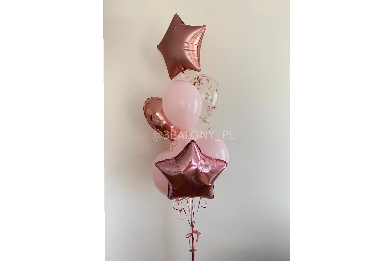 Wyjątkowy bukiet ROSE– balony serca, gwiazdka i balony lateksowe