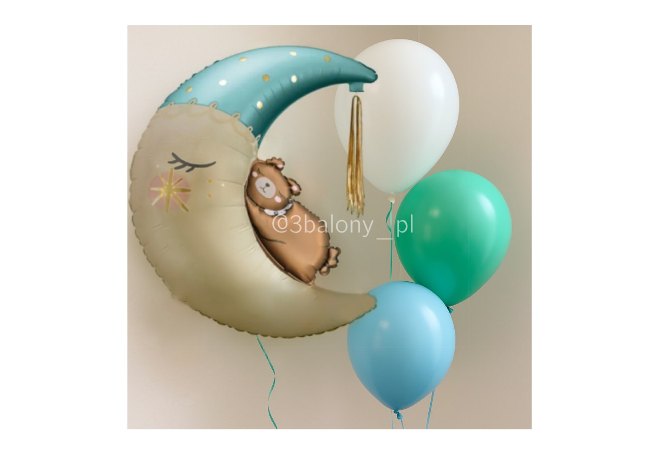 Zestaw balonów z misiem na księżycu – idealna dekoracja na baby shower