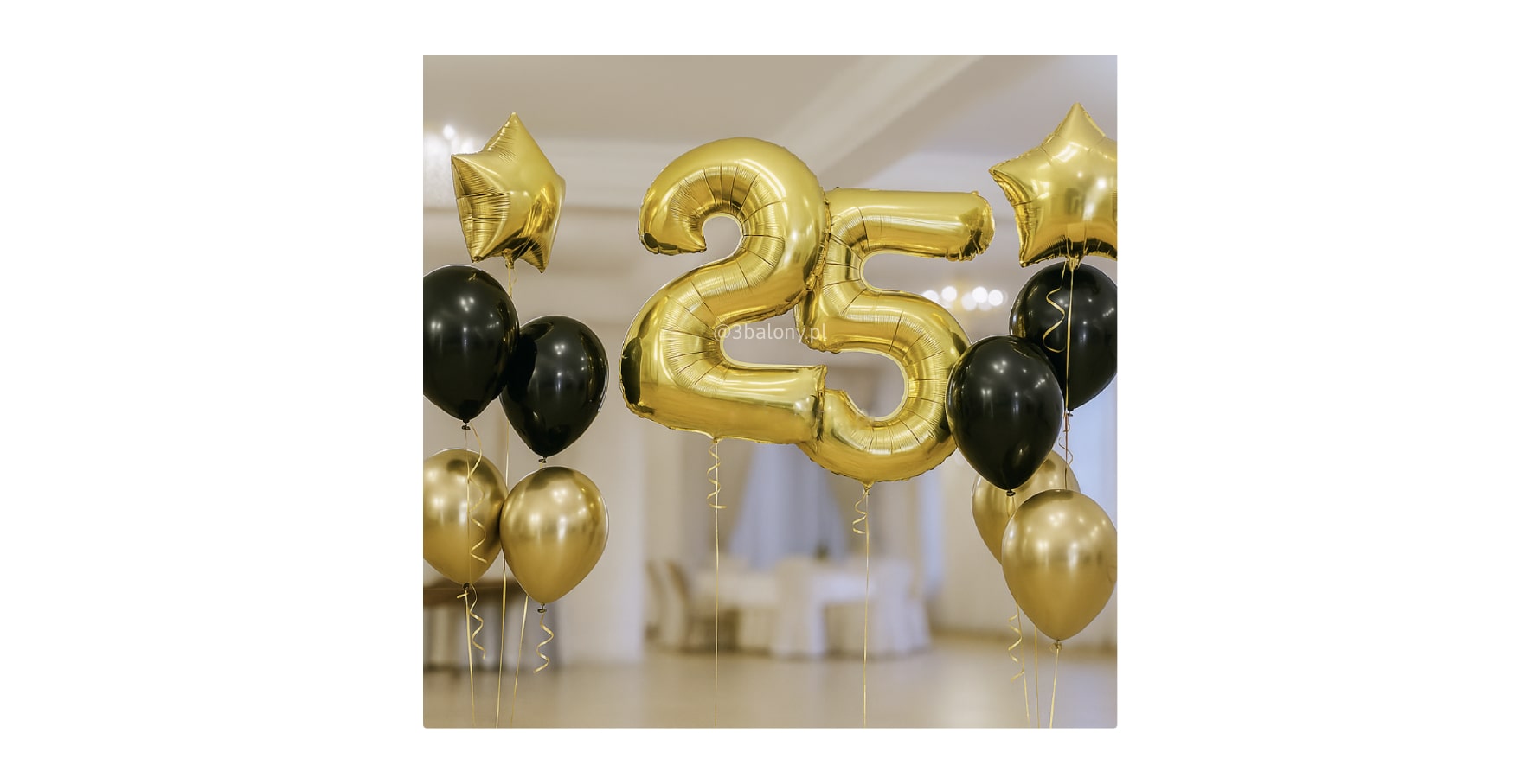Złoto-czarny bukiet balonowy z cyfrą 25