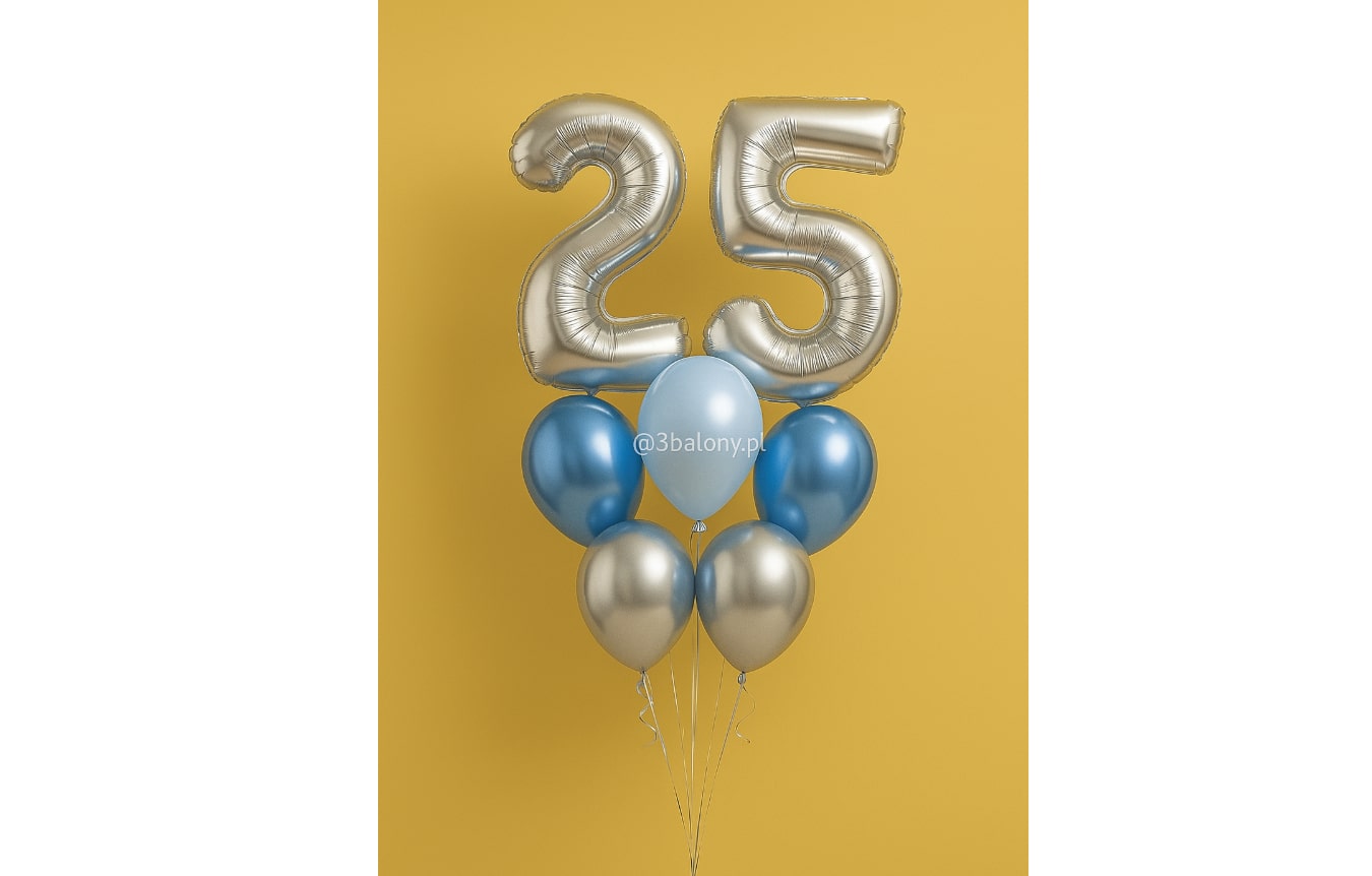 Zestaw urodzinowy 25 – 5 balonów lateksowych i cyfry