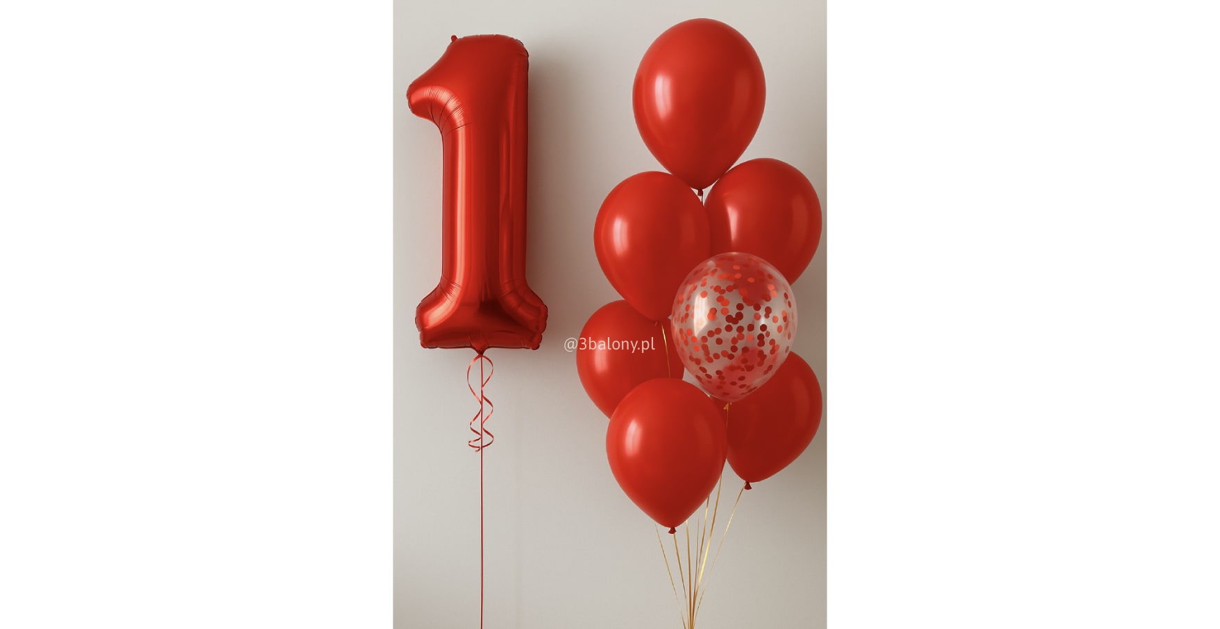 Balony czerwone z cyfrą 1