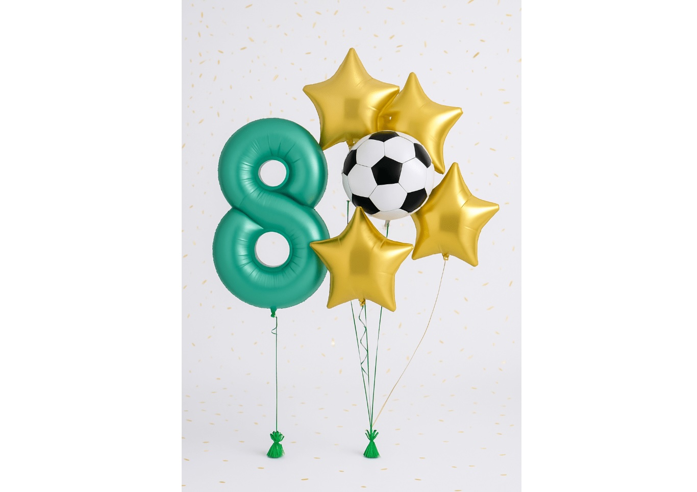 Zestaw balonów na 8 urodziny chłopca – motyw piłka nożna