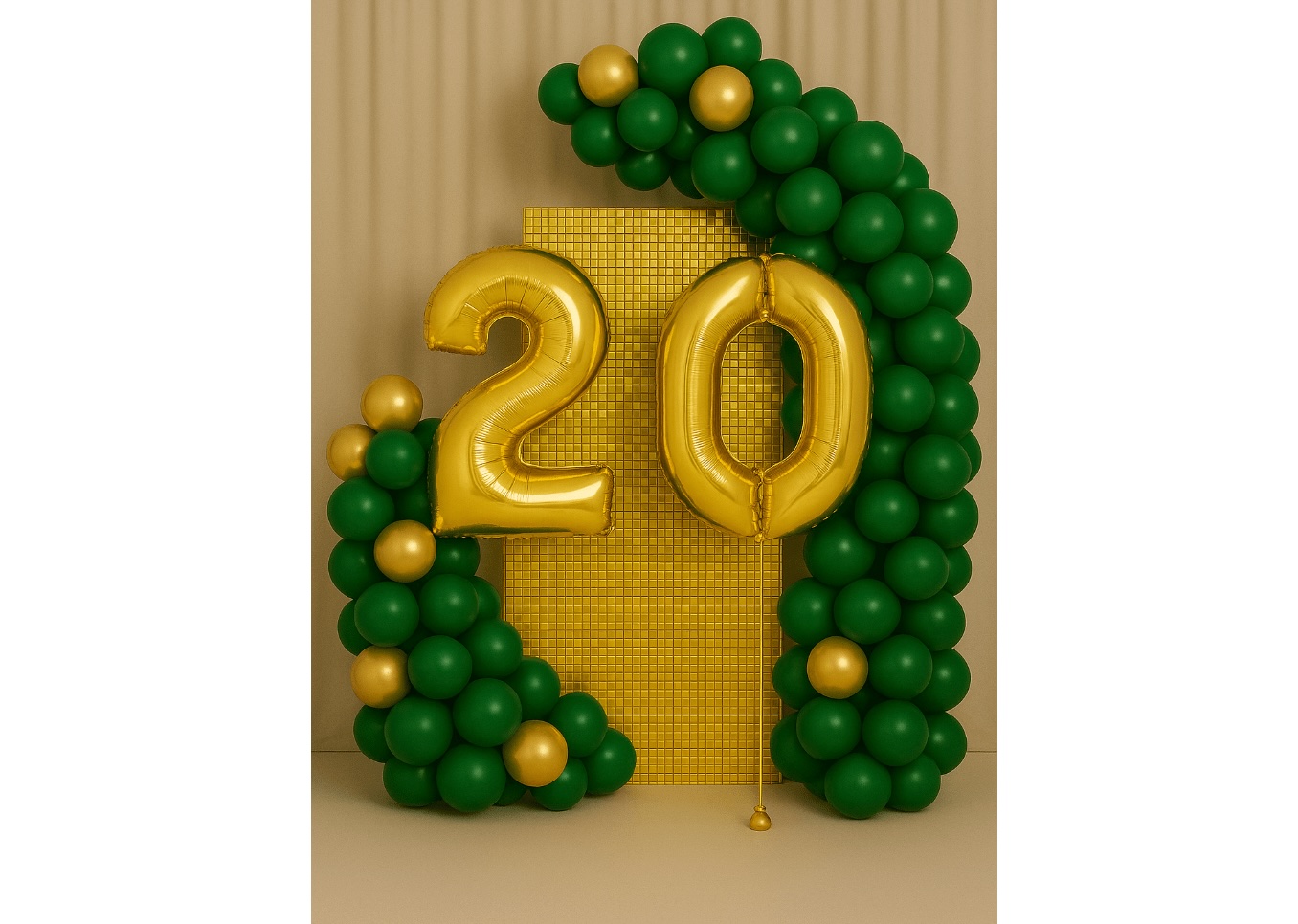 Dekoracja balonowa dla firm w dwóch kolorach + cyfry 20 z helem