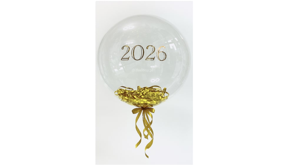 Balon transparentny kula z napisem 2026