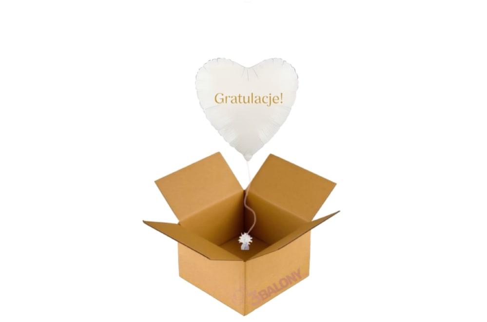 Balon w pudełku – serce z napisem Gratulacije!