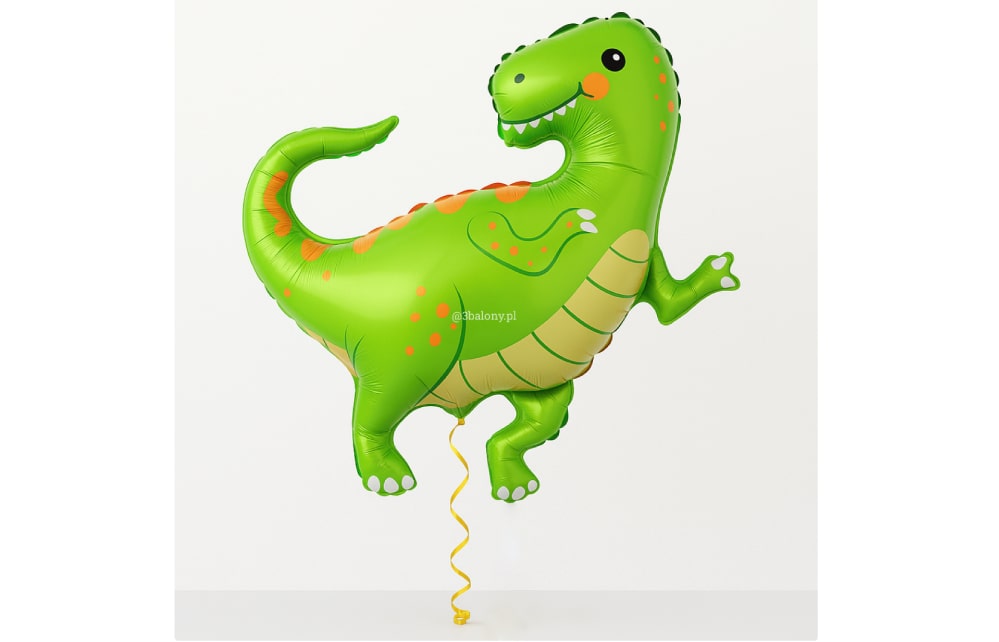 Balon foliowy Dinozaur T-Rex jasnozielony z wstążką