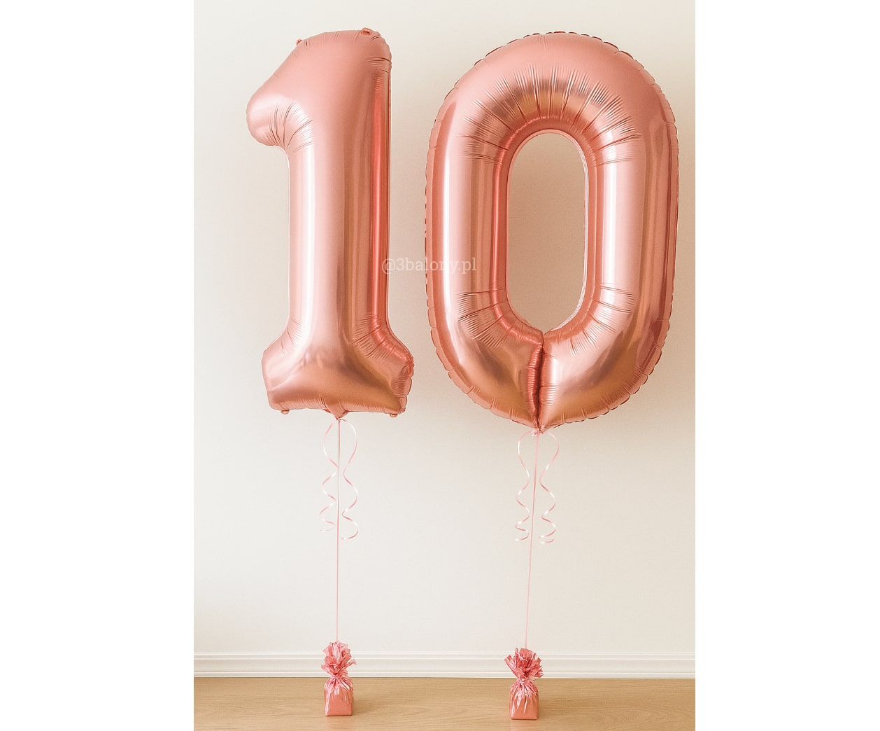 Balon foliowy cyfra 1 i 0 Rose Gold z helem