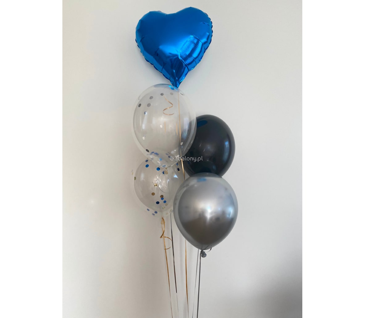 Balon w kształcie serca i cztery balony lateksowe