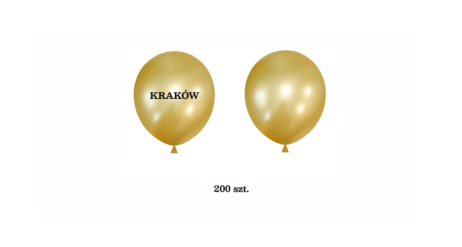 Balon lateksowy z logo firmy, złoty kolor, 200 szt. + patyczki oraz koszyczki
