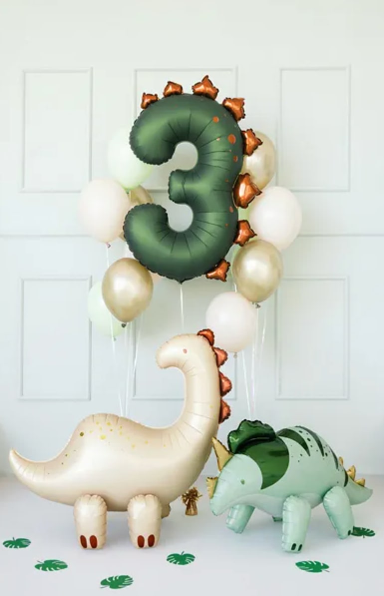 Balon foliowy Cyfra 3 Dinozaur w kolorze zielonym