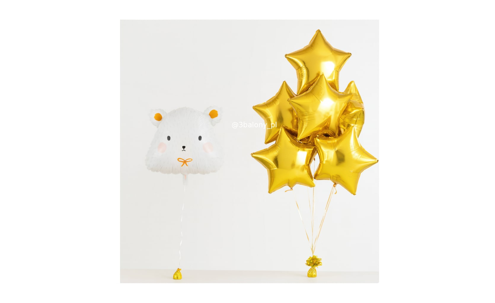 Balon miś polarny w zestawie z gwiazdkami