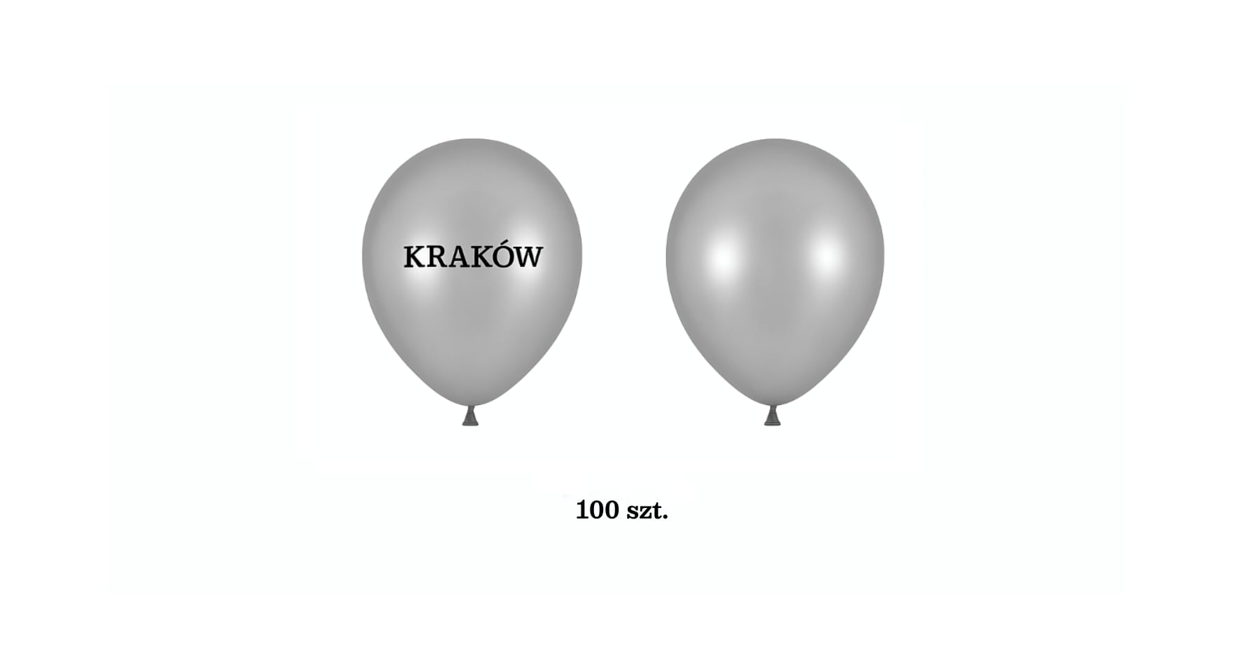 Balon lateksowy z logo firmy, srebrny kolor, 100 szt. + patyczki oraz koszyczki