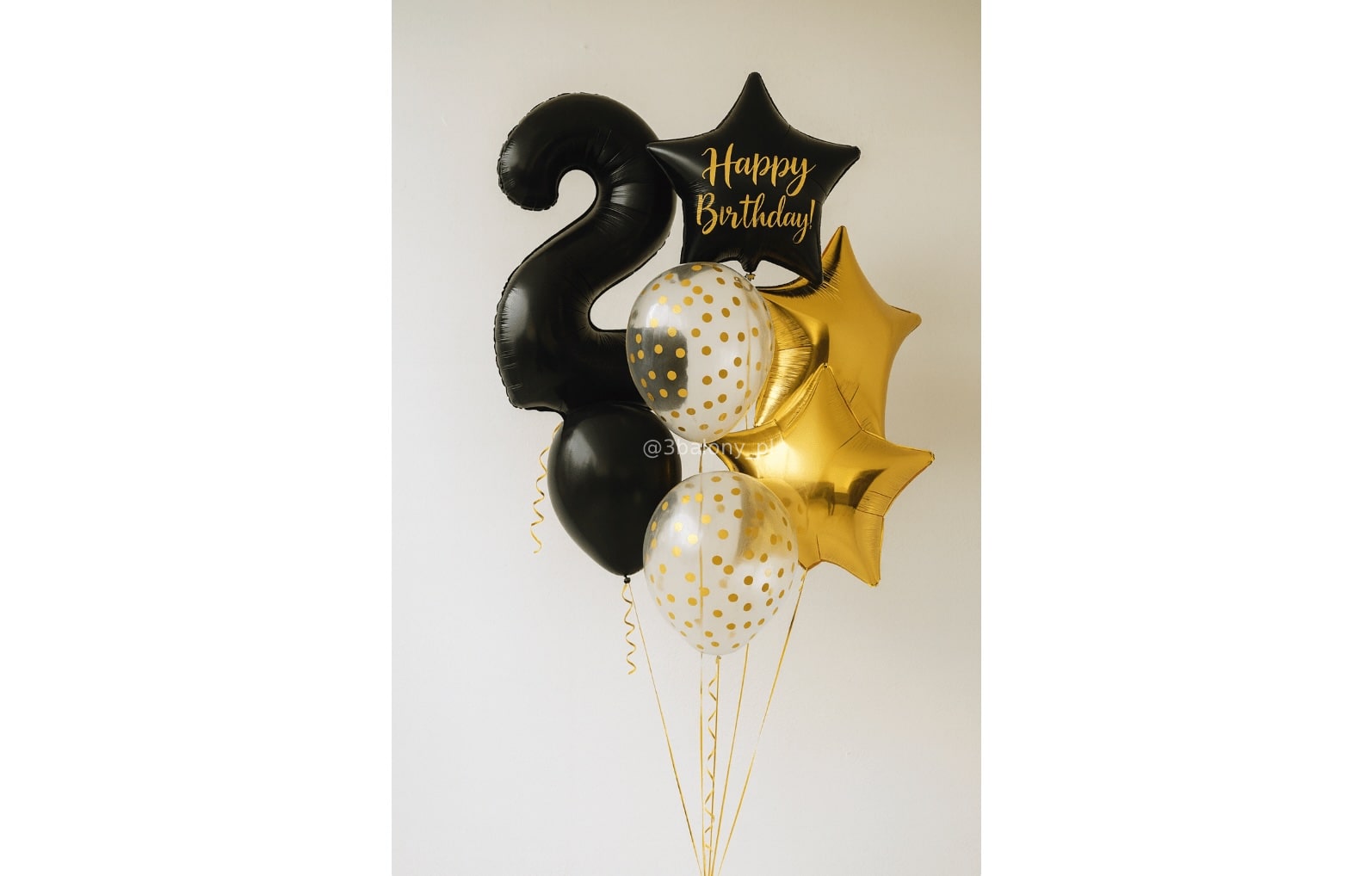 Zestaw 2 urodziny z cyfrą 2 w czarnym kolorze