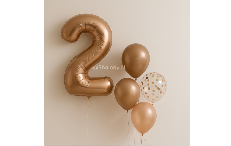 Zestaw z cyfrą 2 + balony gumowe | Dekoracja urodzinowa dla dziecka
