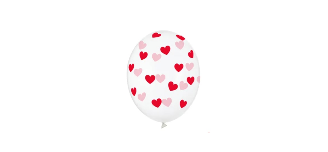 Przezroczysty balony lateksowy w czerwone serduszka