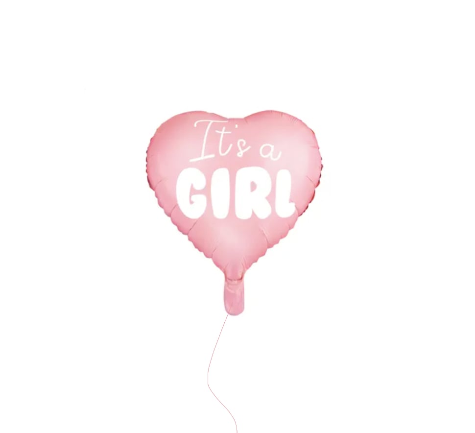 Balon foliowy Serce – It’s a girl (jasny róż)